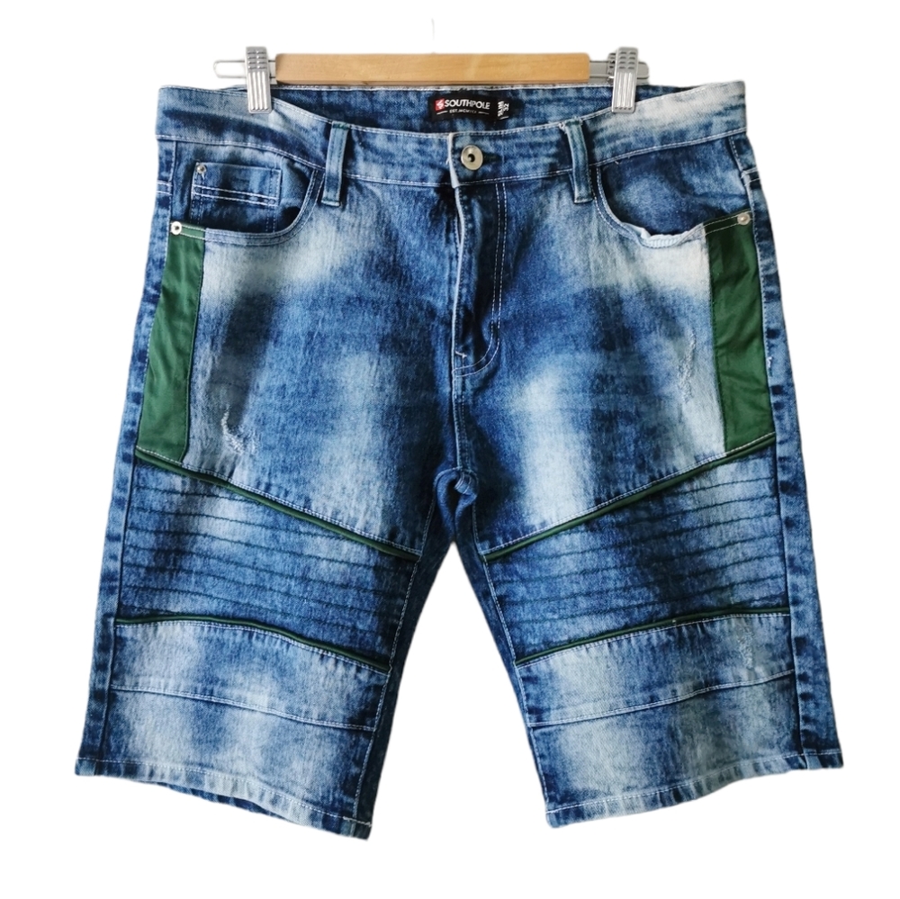 South Pole slim fit acid wash denim jean shorts